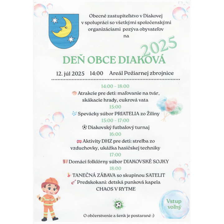 Deň obce Diaková - 12.07.2025 od 14h