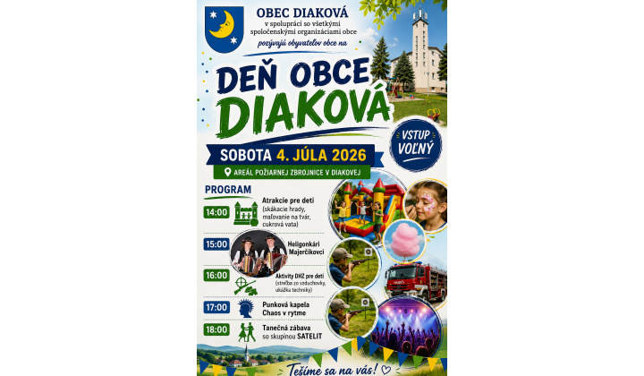 Deň obce Diaková - sobota 4. júla 2026 od 14h