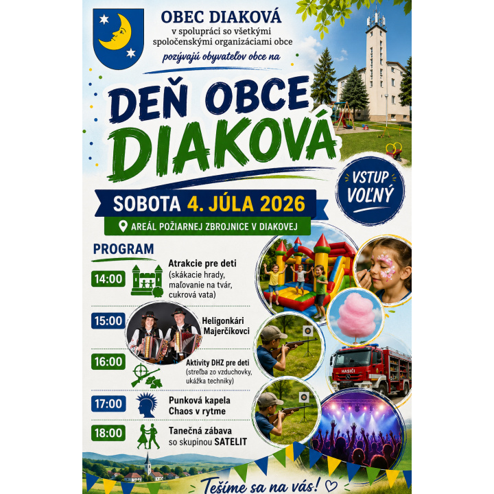 Deň obce Diaková - sobota 4. júla 2026 od 14h