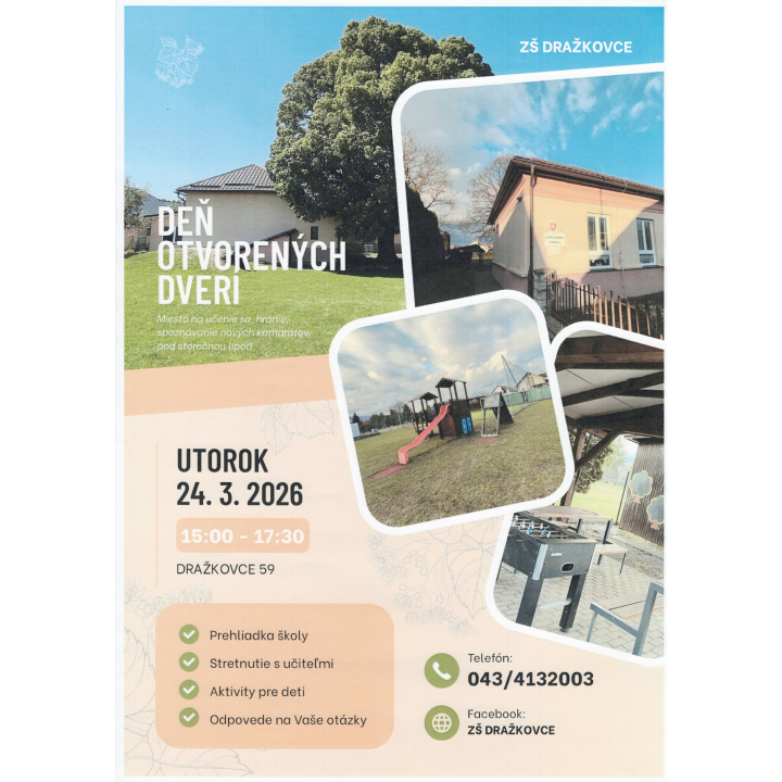 Deň otvorených dverí v ZŠ Dražkovce - 24.03.2026 