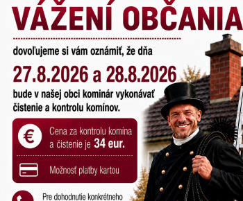 Aktuality / Čistenie a kontrola komínov v dňoch 27. a 28.8.2026 - možnosť objednať si službu  - foto