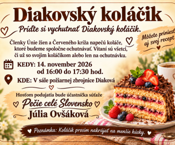 Aktuality / Diakovský koláčik - sobota 14.11.2026 o 16 h - foto