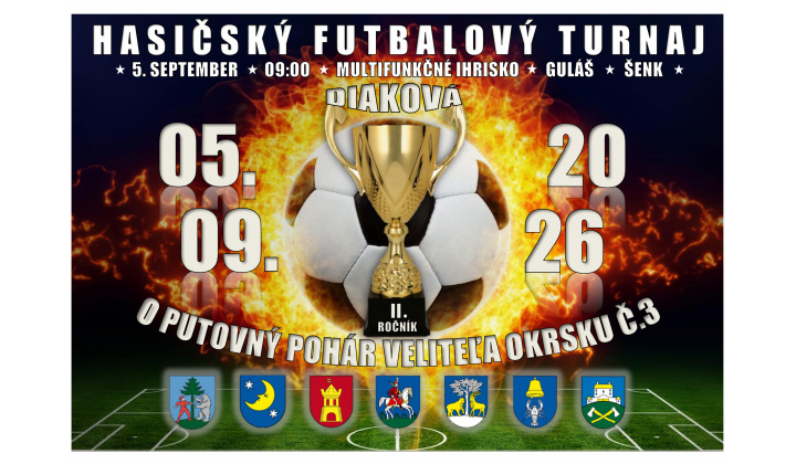 Hasičský futbalový turnaj - 5.9.2029 od 9h v Diakovej