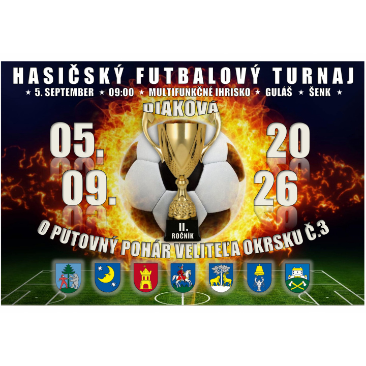 Hasičský futbalový turnaj - 5.9.2029 od 9h v Diakovej