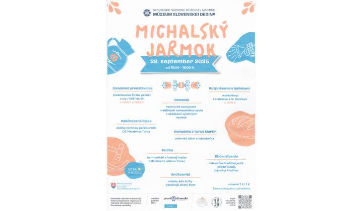Michalský jarmok- v nedeľu 28.09.2025 od 10h v Skanzene