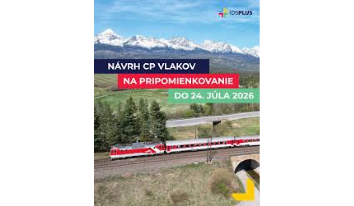 Návrh cestovného poriadku pre vlakovú dopravu - možnosť pripomienkovania do 24.07.2026