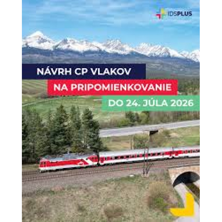 Návrh cestovného poriadku pre vlakovú dopravu - možnosť pripomienkovania do 24.07.2026