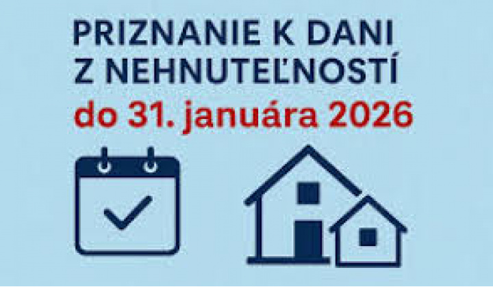 Priznanie k dani z nehnuteľnosti sa podáva do 31.01.2026