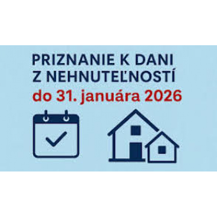 Priznanie k dani z nehnuteľnosti sa podáva do 31.01.2026