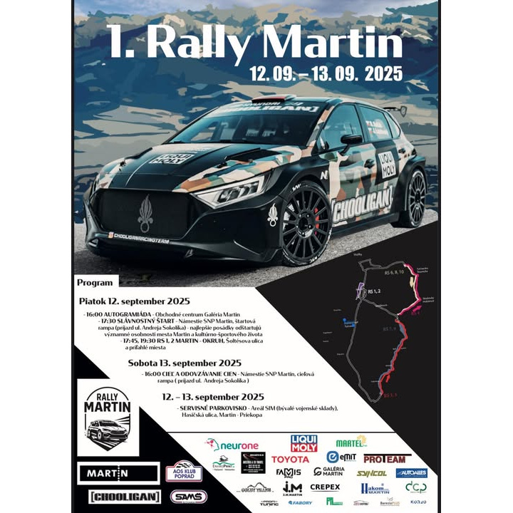 Rally Martin 2025 - info, zmeny spojov a uzávierky ciest  