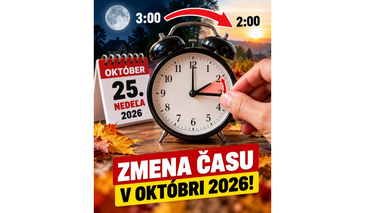 V nedeľu 25.10.2026 sa mení letný čas na zimný