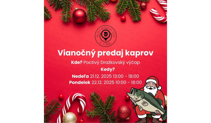 Vianočný predaj kaprov v Dražkovciach
