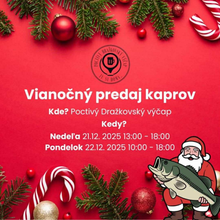 Vianočný predaj kaprov v Dražkovciach