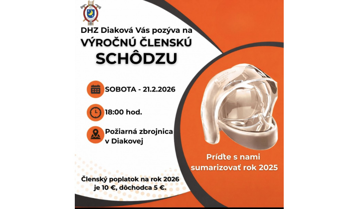 Výročná členská schôdza DHZ - 21.02.2026 o 18h