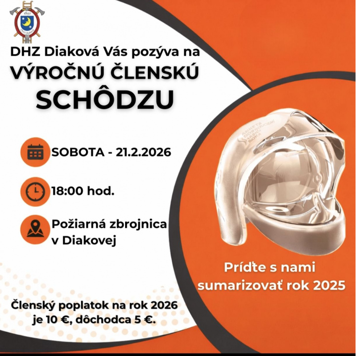 Výročná členská schôdza DHZ - 21.02.2026 o 18h