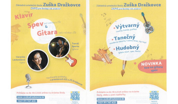 Zápis do ZUŠ Dražkovce