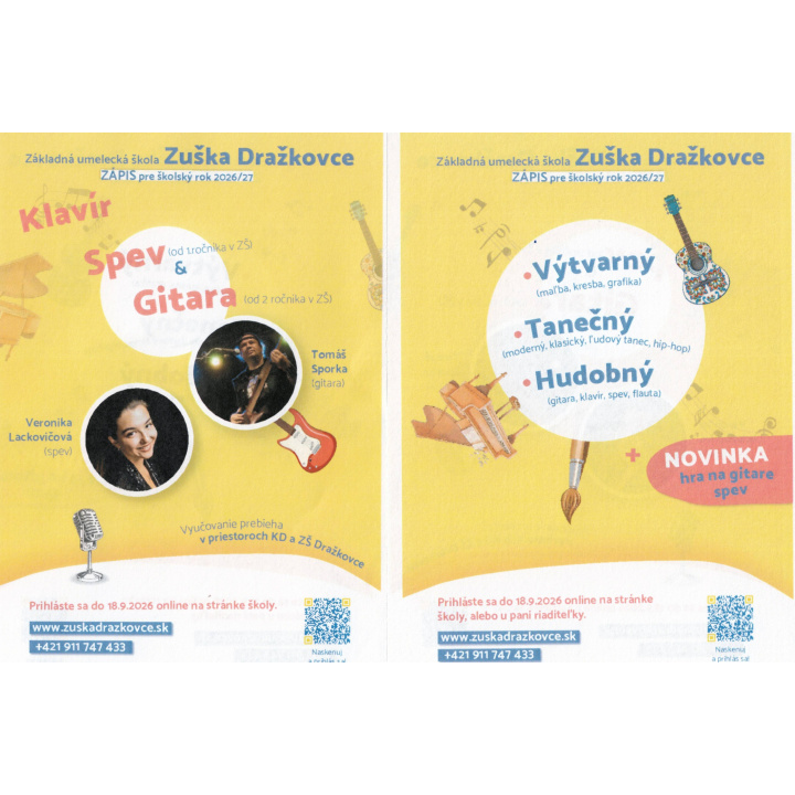Zápis do ZUŠ Dražkovce