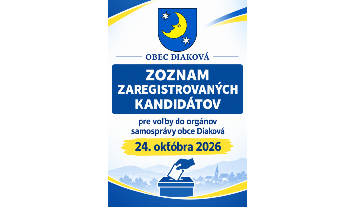 Zoznam zaregistrovaných kandidátov pre voľby do orgánov samosprávy obce - 24.10.2026