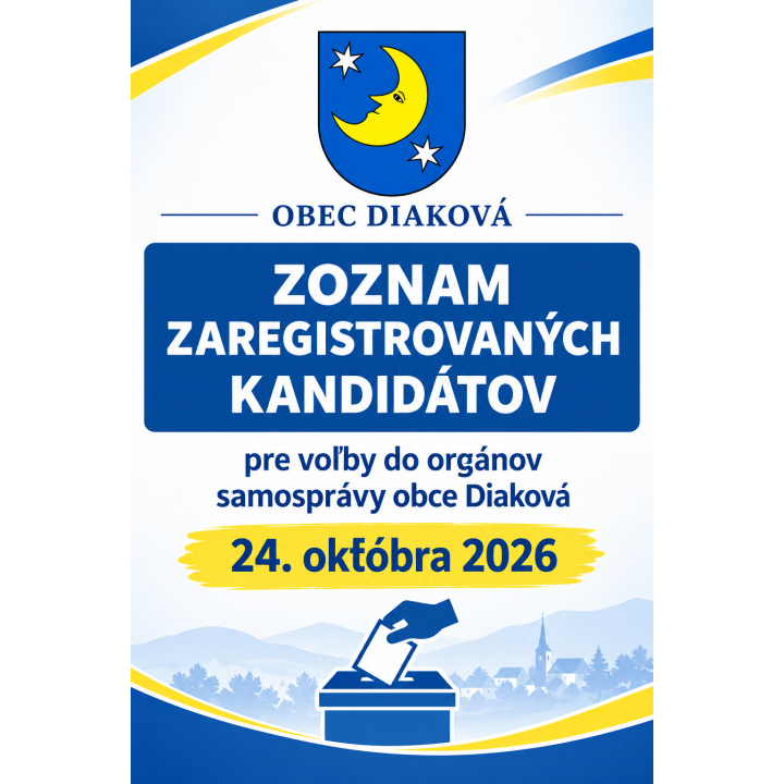 Zoznam zaregistrovaných kandidátov pre voľby do orgánov samosprávy obce - 24.10.2026